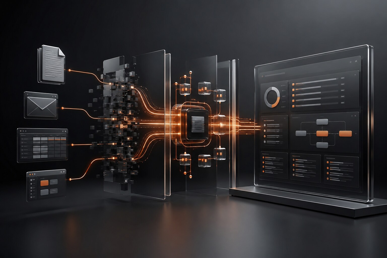 Fragmented business inputs connected through a unified automation system